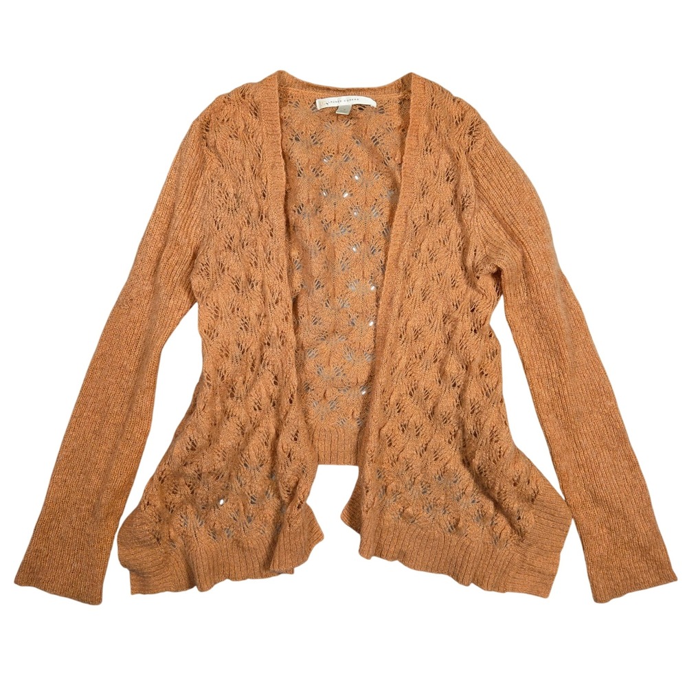 Lauren Conrad Orange Knit Open Front Cardigan Sweater Womens‎ S Boho Chic Preppy
